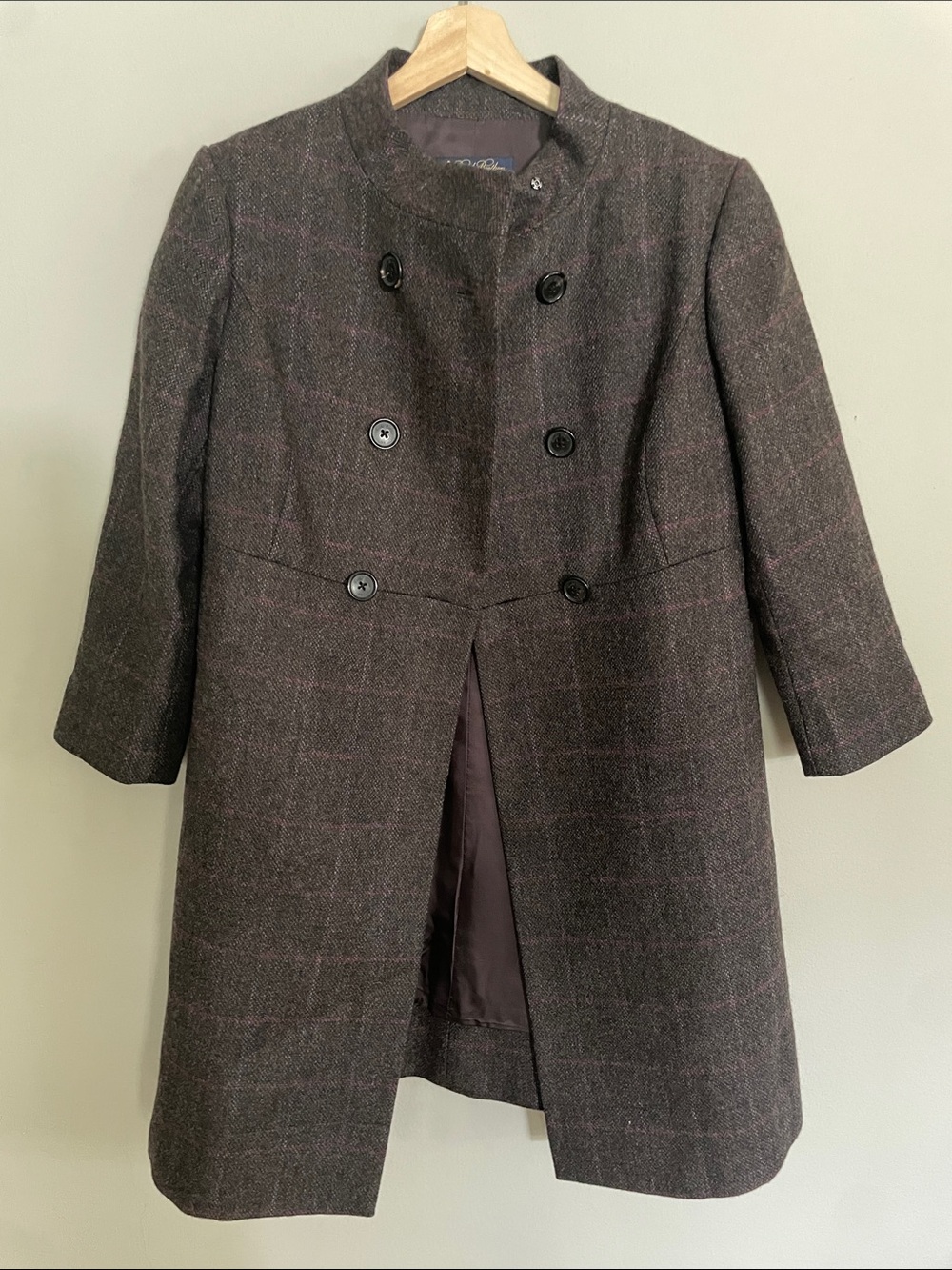 Women’s Brooks Brothers Brown Wool Double-Breasted Pea Coat